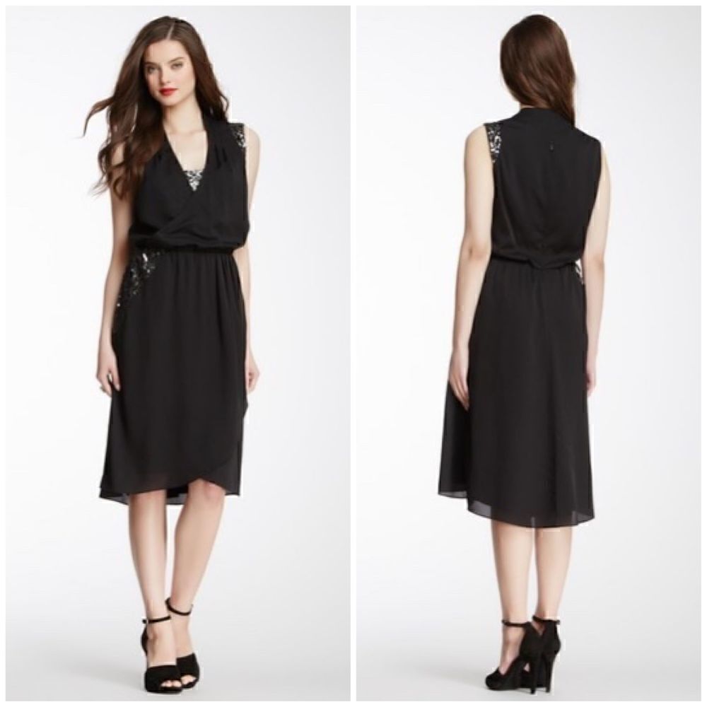Vince Camuto Black Sleeveless Sequin Combo Dress 2